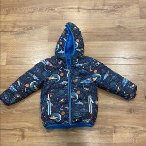 Hanna Anderson -Reversible Down Puffer Jacket -Space-Themed Kids'